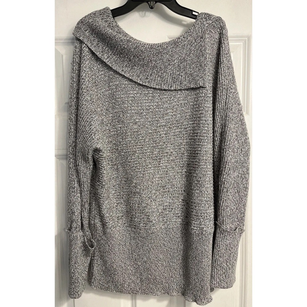 Soho Jeans New York & Company XL Sweater Gray Shimmery Cowl Neck Top